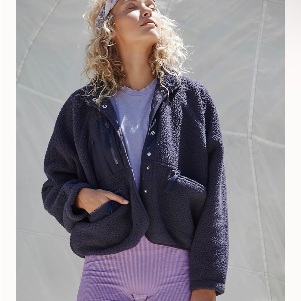 Free people hit the slopes fleece jacket eclipse